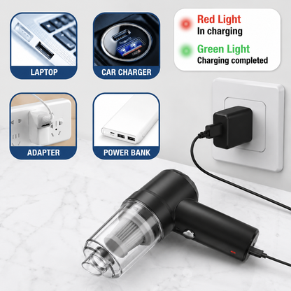 SmartClean 2-in-1 Wireless Car Vacuum & Air Duster – Portable and Rechargable