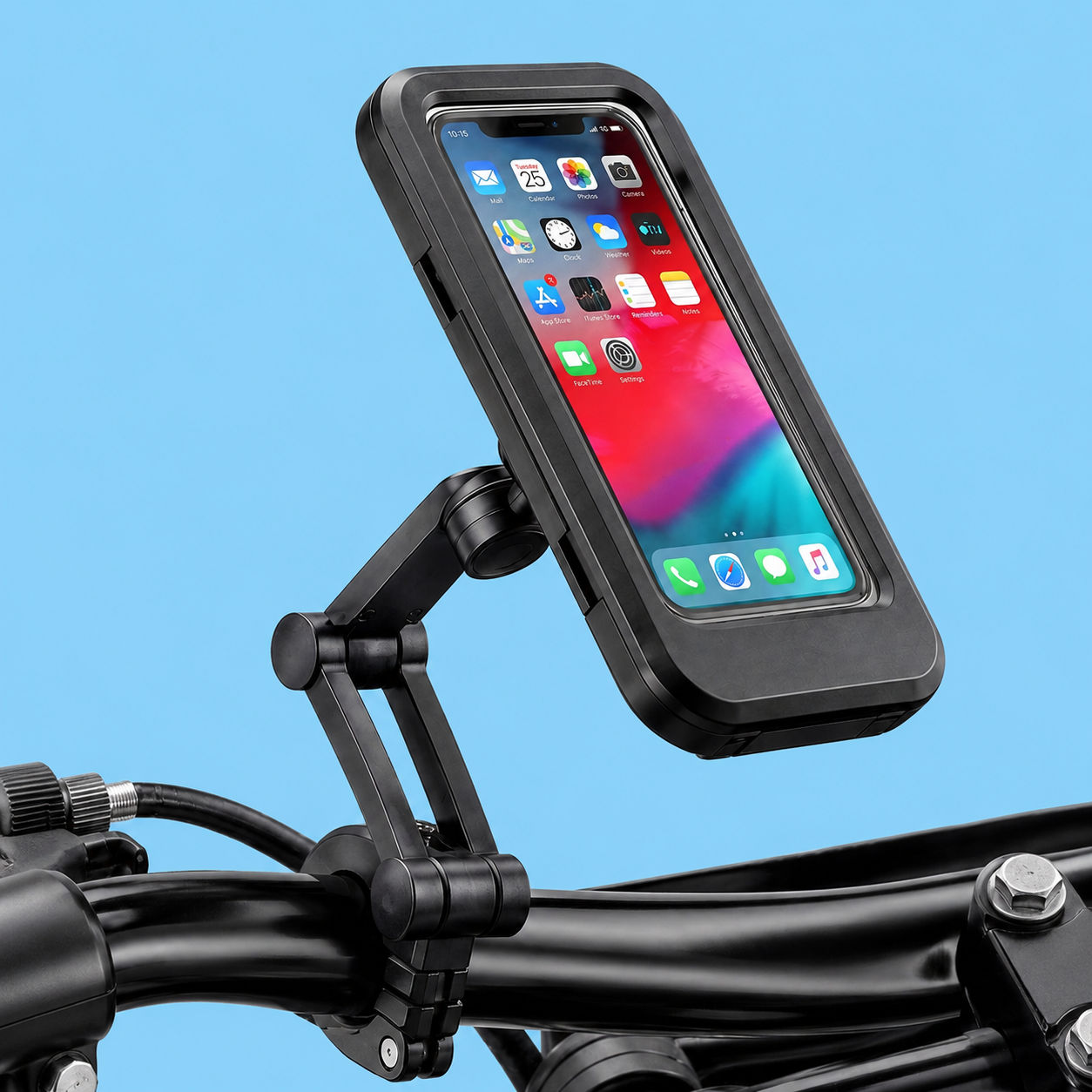 RideGuard Waterproof Mobile Holder – 360° Secure Phone Mount for Motorcycles & Bicycles