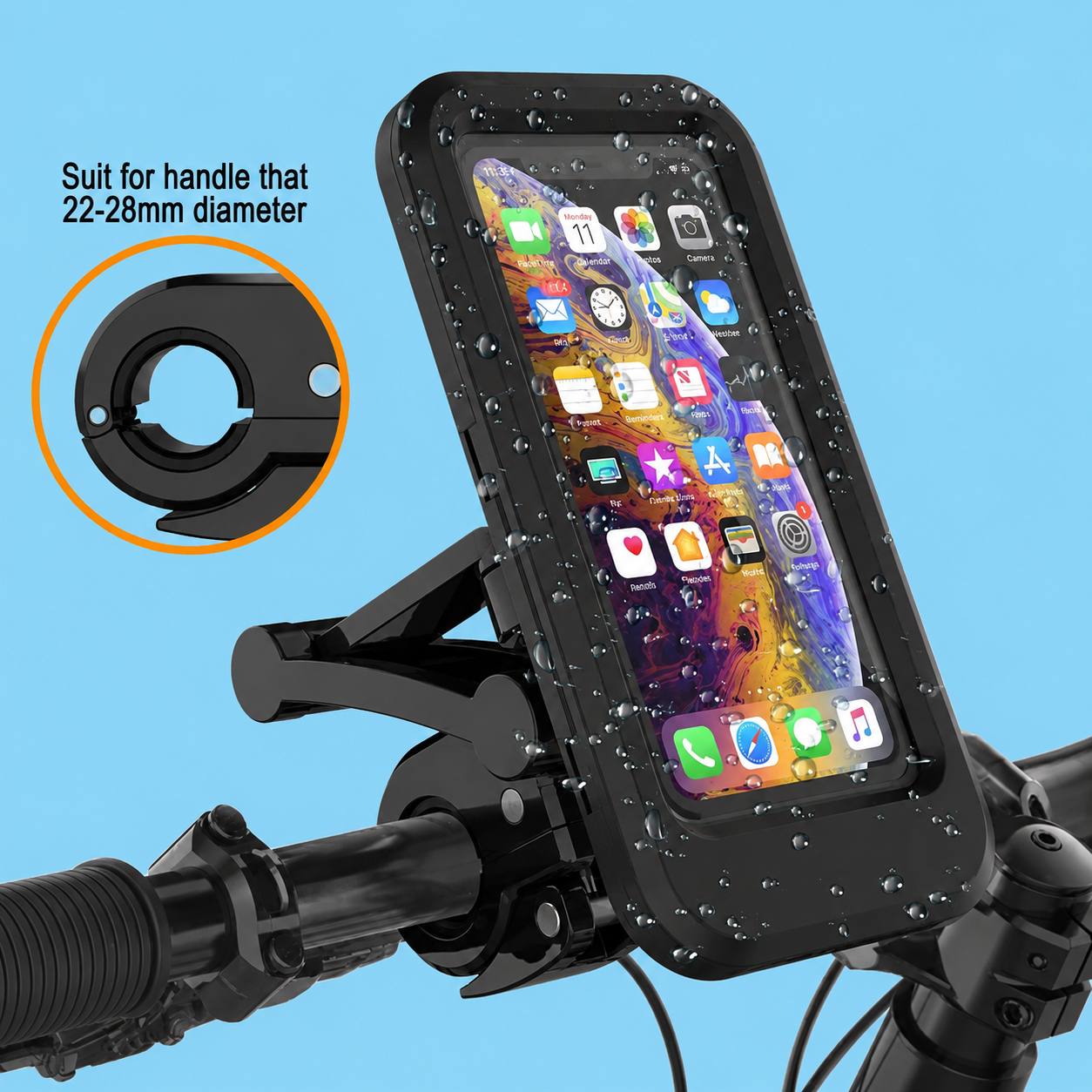 RideGuard Waterproof Mobile Holder – 360° Secure Phone Mount for Motorcycles & Bicycles